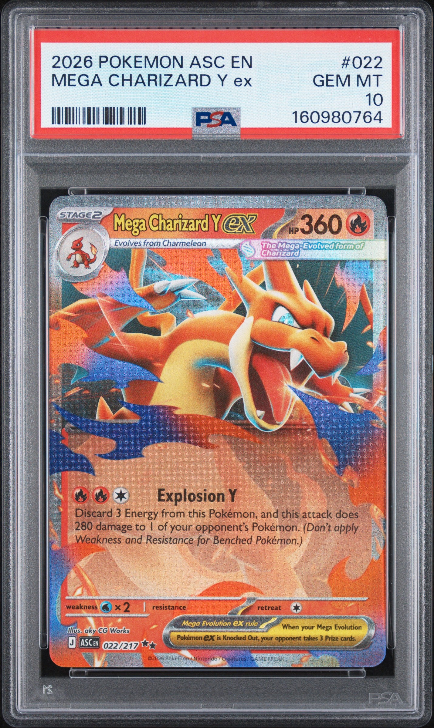 2026 Pokemon Asc En-Ascended Heroes Mega Charizard Y Ex #022 PSA 10