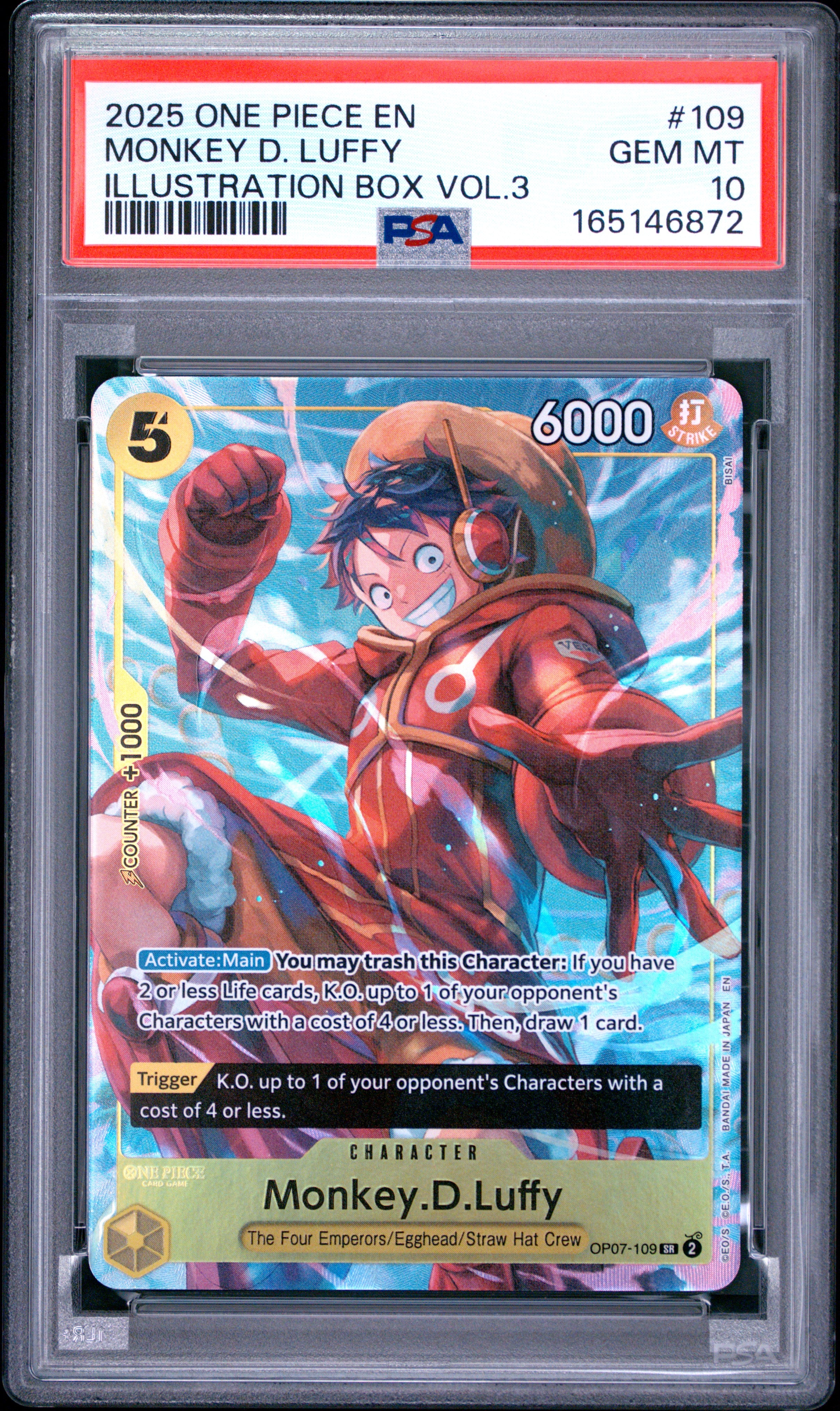 2025 One Piece Promos Monkey D. Luffy Illustration Box Vol.3 #109 PSA 10