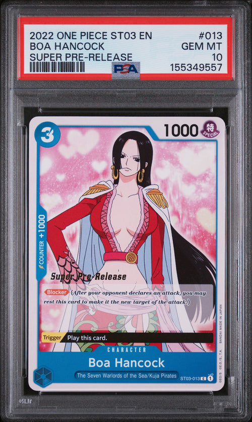 2022 One Piece Starter Deck St03-The Seven Warlords of the Sea Boa Hancock Super Pre-Release #13 PSA 10