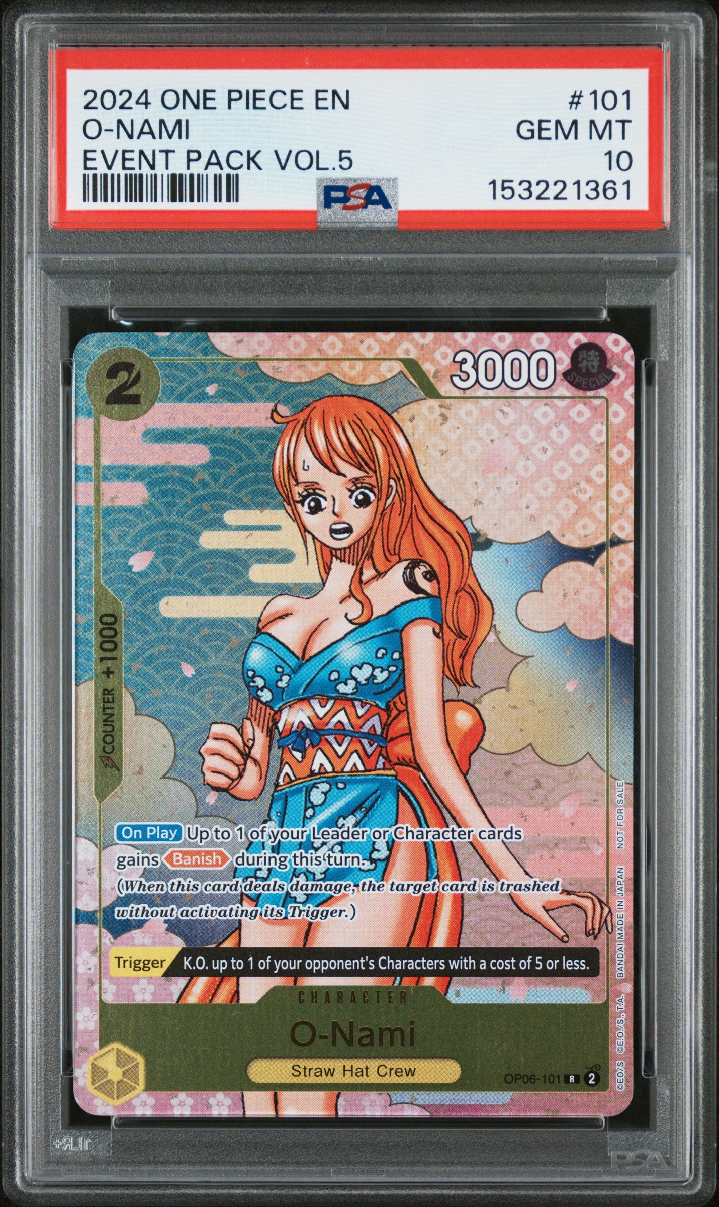 2024 One Piece Event Pack Vol.5 O-Nami #101 PSA 10