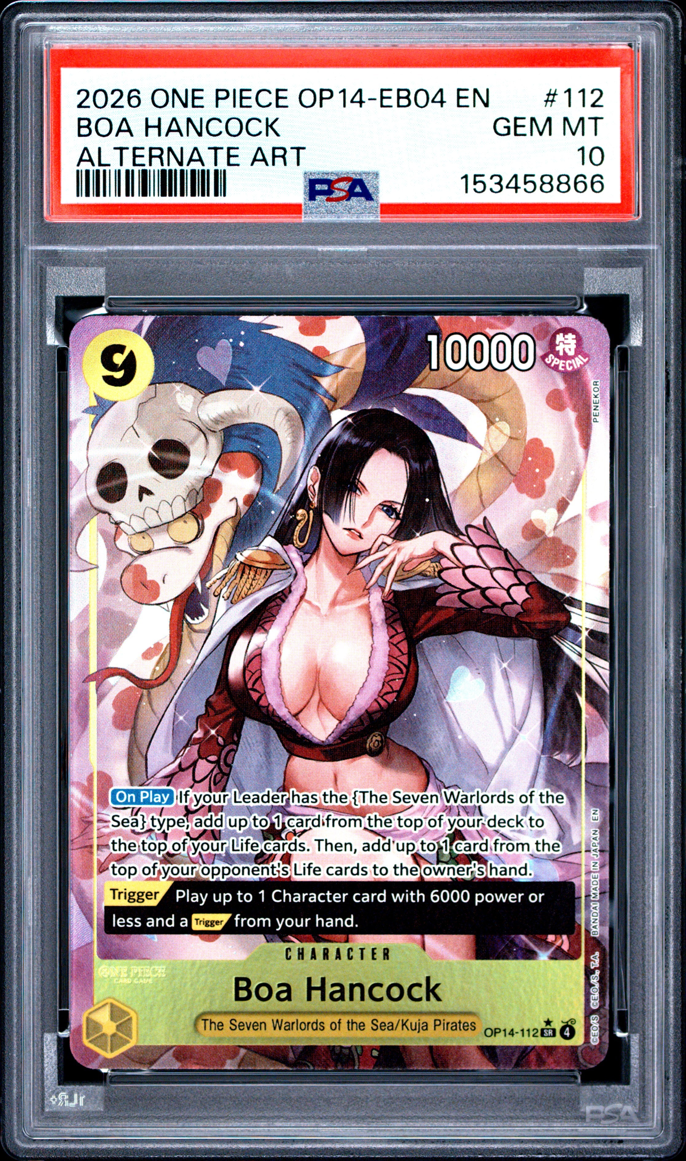 2026 One Piece Op14-Eb04-The Azure Sea's Seven Boa Hancock Alternate Art #112 PSA 10