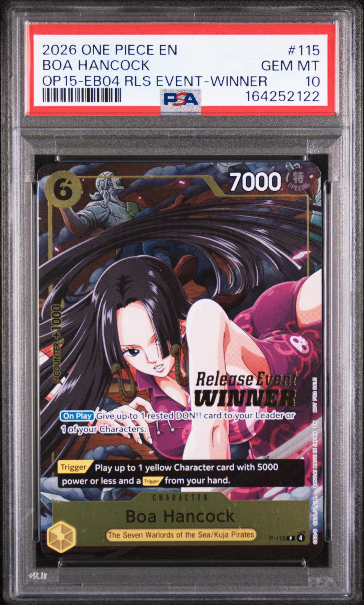 2026 One Piece Promos Boa Hancock Adventure on Kami's Island Release Event-Winner #115 PSA 10