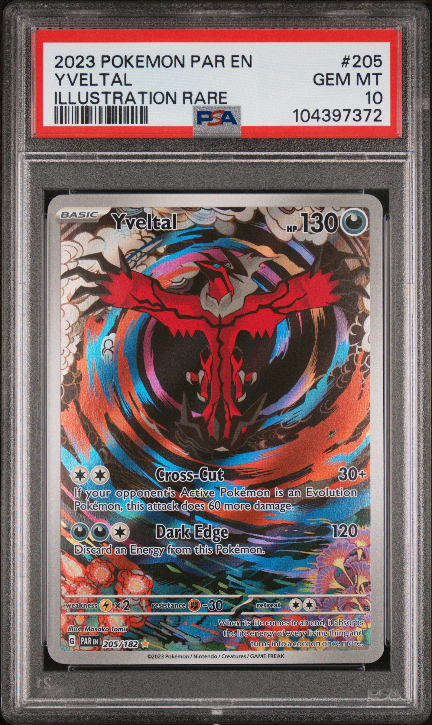 2023 Pokemon Par En-Paradox Rift Yveltal Illustration Rare #205 PSA 10