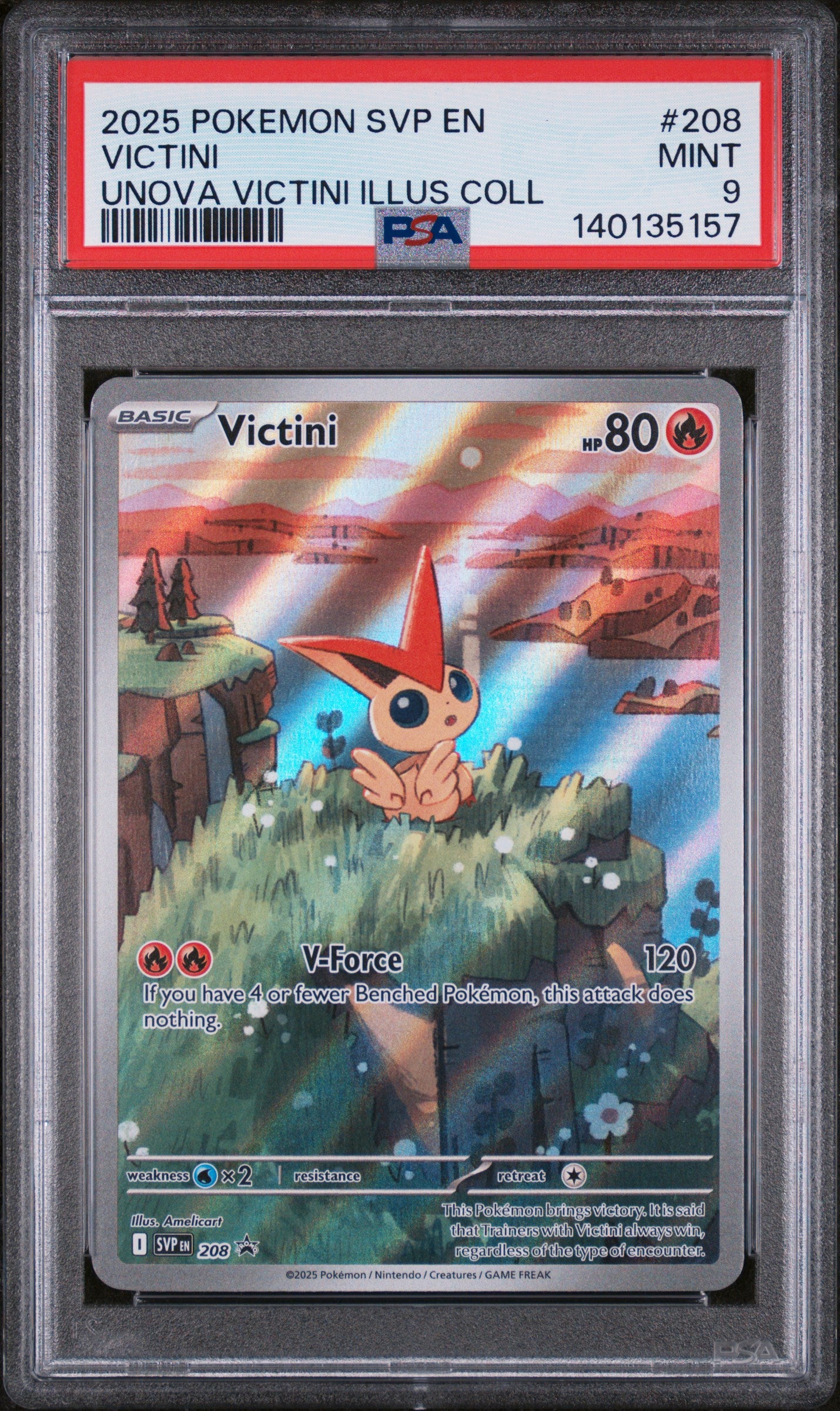 2025 Pokemon Svp En-Sv Black Star Promo Victini Unova Victini Illustration Collection #208 PSA 9